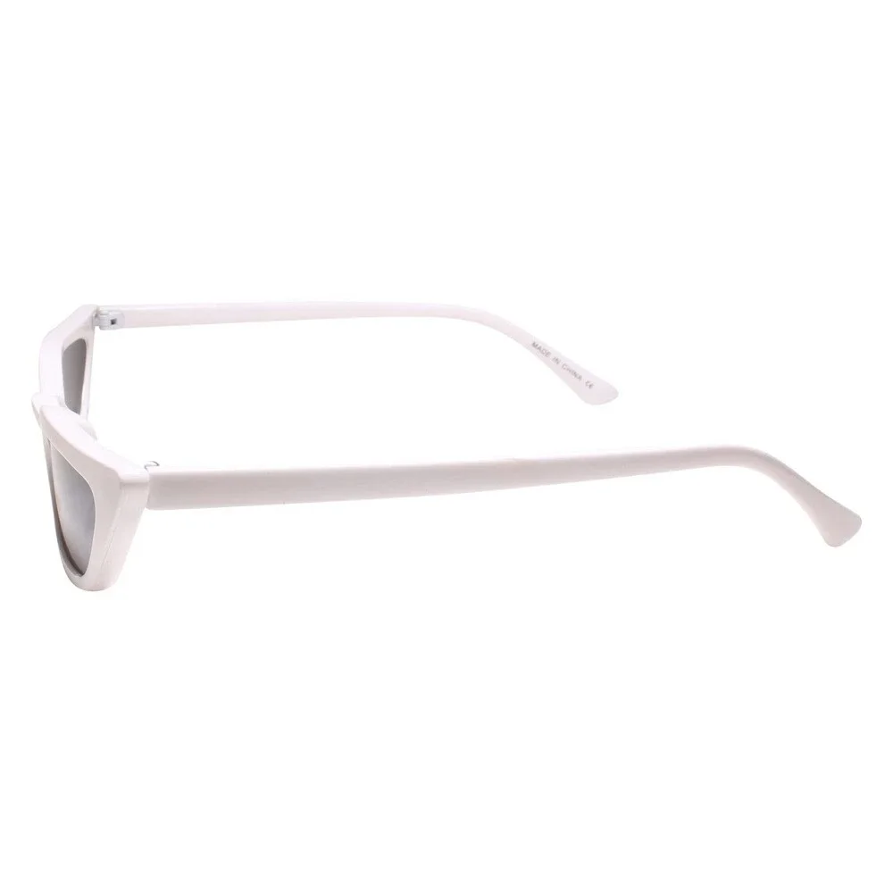 Classic Vintage Retro Rockabilly 80s 90s Fashion Womens Cat Eye White Sunglasses